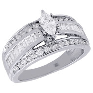 14K White Gold Marquise Cut Solitaire Diamond Wedding Engagement Ring 1 Ct.