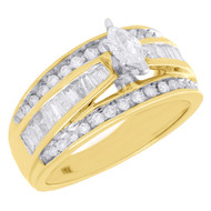 Ladies 14K Yellow Gold Marquise Cut Solitaire Diamond Engagement Ring 1 Ct.