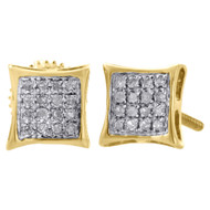 10K Yellow Gold Genuine Diamond Pave Studs Mini 6.80mm Kite Earrings 0.10 Ct.