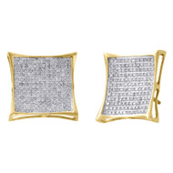 10K Yellow Gold Genuine Diamond Pave Studs 16.95mm Kite Earrings 0.88 Ct.