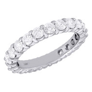 14k White Gold Diamond Eternity Wedding Engagement Band Ring Prong Set 2 Ct.