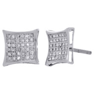 Ladies .925 Sterling Silver Designer Square Kite Diamond Studs Earrings 0.25 Ct.