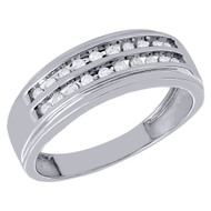 10K White Gold Mens Diamond Wedding Band 8mm Channel Set Engagement Ring 1/4 Ct.