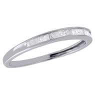 .925 Sterling Silver Baguette Diamond Wedding Band Anniversary Ring 0.17 Ct.