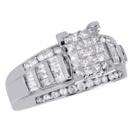 10K White Gold Real Princess Cut Diamond Rectangle Wedding Engagement Ring 1 CT.