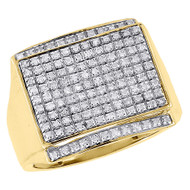 10K Yellow Gold Diamond Mens Round Pave Statement Fashion Pinky Ring 0.42 Ct.