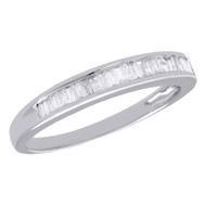 10K White Gold Baguette Diamond Wedding Band 2.75mm Anniversary Ring 0.25 Ct.