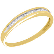 Baguette Diamond Wedding Band Ladies 10K Yellow Gold Engagement Ring 0.15 Ct.