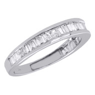 10K White Gold Baguette Diamond Wedding Band 2.65mm Anniversary Ring 0.50 Ct.