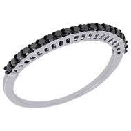 10K White Gold Black Diamond Anniversary Prong Set Wedding Band Ring 0.25 Ct.