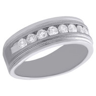 10K White Gold Diamond Wedding Band Brushed Finish Mens Engagement Ring 1 Ct.