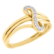 10K Yellow Gold Infinity Split Shank Diamond Engagement Promise Ring 0.04 CT.