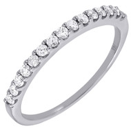 Diamond Wedding Band 14K White Gold Round Cut Ladies Engagement Ring 0.26 Ct