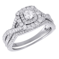Diamond Solitaire Engagement Ring 14K White Gold Round Cut Bridal Set 0.75 Tcw.