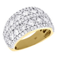 Diamond Wedding Ring Ladies 14K Yellow Gold Princess Cut Domed Band 3.01 Tcw.