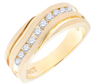 Diamond Wedding Band 10K Yellow Gold Round Cut 0.50 Ct Men's Comfort Fit Ring