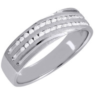 Diamond Wedding Band 10K White Gold Round Brushed Finish Men's Ring 0.25 Ct.