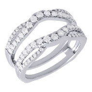 Diamond Enhancer Ring Ladies 14K White Gold Round Cut Solitaire Wrap 0.63 Tcw.