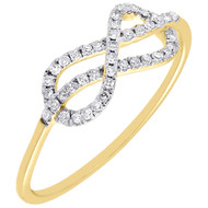 Diamond Infinity Fashion Right Hand Cocktail Ring Ladies 10K Yellow Gold .17 Ct.