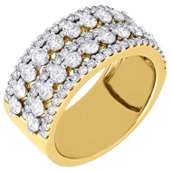 Diamond Fashion Wedding Band Ladies 14K Yellow Gold Round Cut Ring 2.10 Ct.