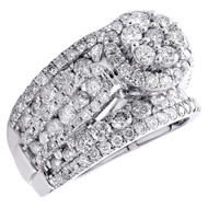 10K White Gold Diamond Flower Set Cathederal Shank Halo Engagement Ring 3 Ct.