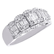 14K White Gold Baguette Diamond Tiered Halo Wedding Band Annivercary Ring 1 Ct.