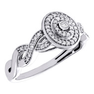 10K White Gold Diamond Oval Halo w/ Infinity Braid Engagement Ring 0.15 Ct.