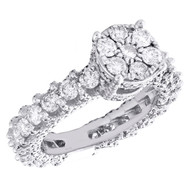 14K White Gold Solitaire Round Diamond Eternity Cathedral Engagement Ring 3.5 Ct
