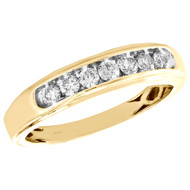 10K Yellow Gold Round Diamond 7 Stone Channel Set Wedding Band Mens Ring 1/2 CT.