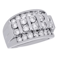 10K White Gold Channel Set Diamond Wedding Band Mens 17mm Fancy Pinky Ring 3 CT.