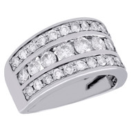 14K White Gold Round Cut Diamond Wedding Band Ladies 12mm Channel Set Ring 2 CT.