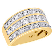 14K Yellow Gold Round Cut Diamond Wedding Band Ladies 12mm Channel Set Ring 2 CT