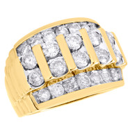 10K Yellow Gold Channel Set Diamond Wedding Band Mens 19mm Fancy Pinky Ring 4 CT