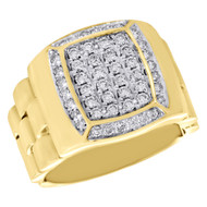 10K Yellow Gold Diamond Pinky Ring Mens Flexible Step Shank Tier Band 0.80 ct.