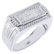Diamond Pinky Ring .925 Sterling Silver Rectangle Pave Band 0.25 Ct