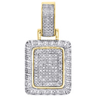 10K Yellow Gold Diamond Rope Border Pillow Pendant 1.15" Dog Tag Charm 0.40 CT.