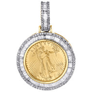10K Yellow Gold American Eagle Coin 1/10th oz. Diamond Mounting Pendant 3/4 CT.