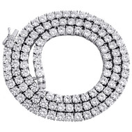 Sterling Silver Round Moissanite 4 Prong 5mm Tennis Necklace 20" Chain 23.78 CT.