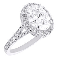 14K White Gold Lab Created Diamond Solitaire Oval Halo Split Bridal Set 2.75 CT