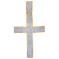 10K Yellow Gold Genuine Round Diamond Men's Domed Latin Cross Pendant 0.58 CT