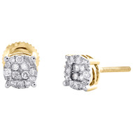10K Yellow Gold Genuine Diamond Unisex 5.5mm 4 Prong Circle Stud Earrings 1/4 CT
