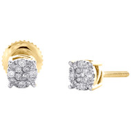 10K Yellow Gold Genuine Diamond 5mm Round 4 Prong Circle Stud Earrings 0.11 CT