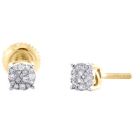 10K Yellow Gold Real Diamond Unisex 4.5mm 4 Prong Circle Stud Earrings 0.15 CT