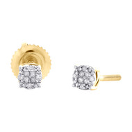 10K Yellow Gold Genuine Diamond 4mm Round 4 Prong Circle Stud Earrings 0.06 CT