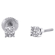 10K White Gold Genuine Diamond Unisex 3.5mm 4 Prong Circle Stud Earrings 0.05 CT