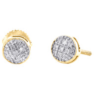 10K Yellow Gold Genuine Diamond Unisex 6mm Round Circle Stud Earrings 0.06 CT