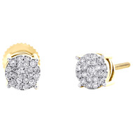 10K Yellow Gold Natural Diamond 6mm Hip-Hop Starburst Round Stud Earrings 1/4 CT