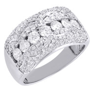 Diamond Wedding Band Ladies 18K White Gold Round Cut Fashion Ring 1.35 Tcw.