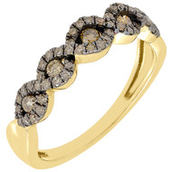 Brown Diamond Wedding Band 14K Yellow Gold Round Solitaire Infinity Ring 0.48 Ct