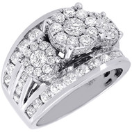 Diamond Wedding Engagement Ring 14K White Gold 3 Stone Cluster Head 2.50 Ctw.